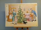 ELSA BESKOW. Dubbelsidig Plansch på kraftigare papp, "Petter & Lottas första jul hemma hos tanterna"