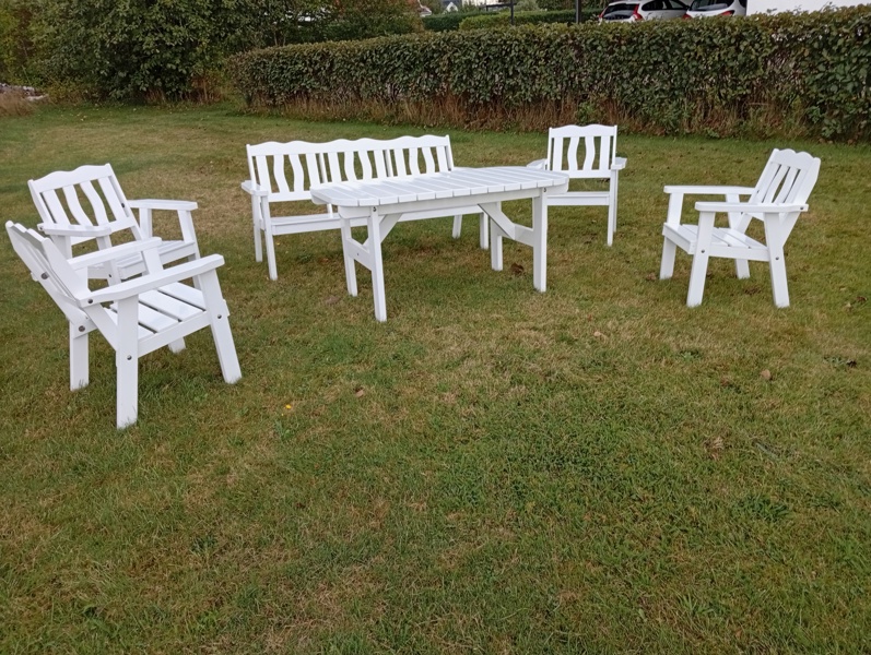 Utemöbler, 6 delar, 4 fåtöljer, soffa & bord.