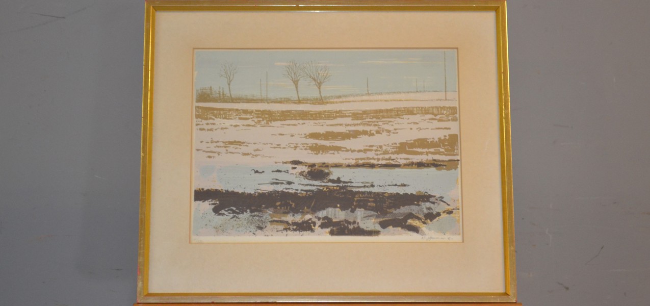 KAJ STENMAN. Offsettryck, "Landskap, Österlen", signerad, numrerad 161/330 & daterad -81.