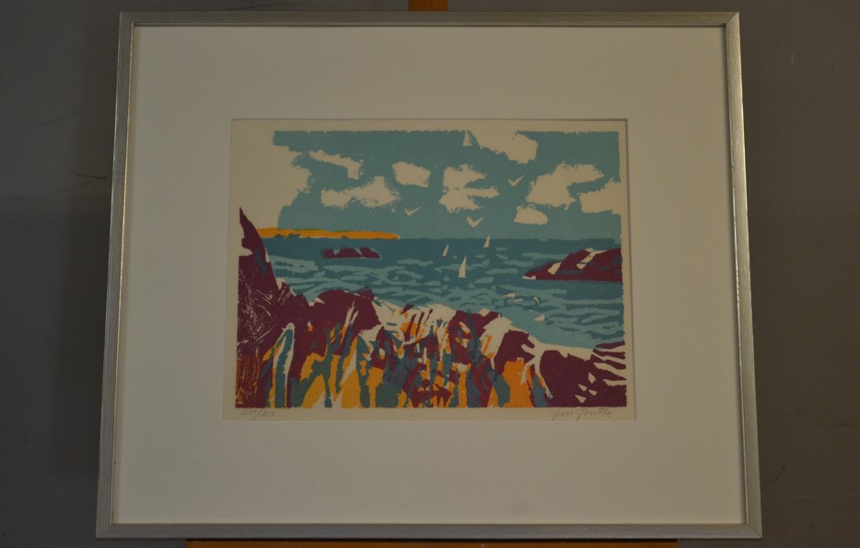 LARS BERTLE. Färglitografi, "Kustmotiv", numrerad 230/250.