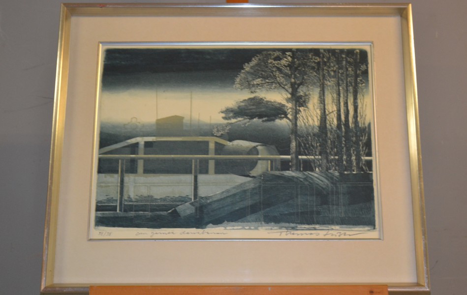 THOMAS FRISK. Färglitografi, "Den gamla dansbanan", signerad & numrerad 38/38.