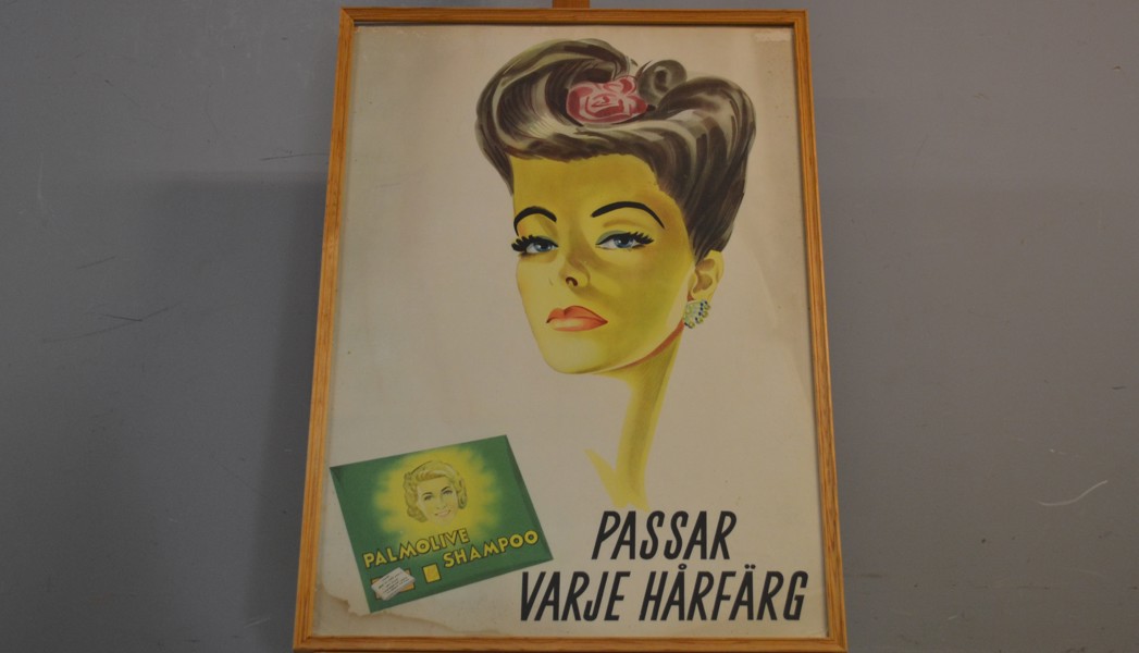 Äldre affisch. Palmolive, inramad.