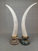 Konsthorn på marmorsockel. Ett par, Konstmassa.