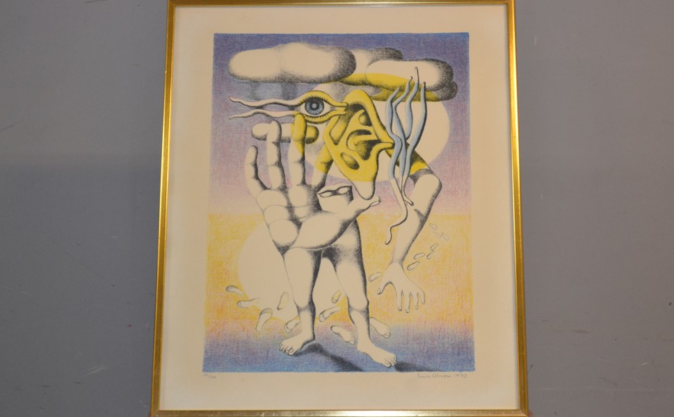 ERIK OLSON. Färglitografi, "Sökaren", signerad, daterad 1973 & numrerad 191/310.