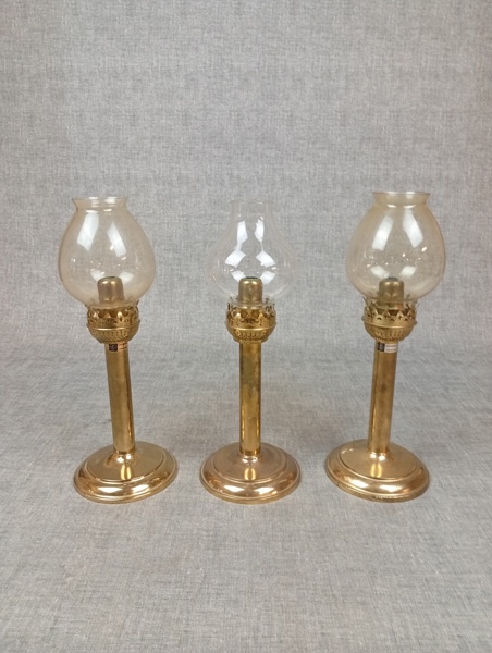 3 Ljusstakar. Mässing, Karlskrona Lampfabrik 1900-talet.