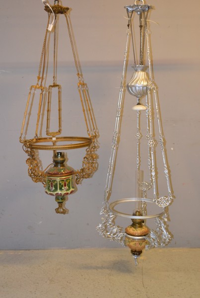 2 Majolikalampor. Reservdelslampor / renoveringsobjekt.