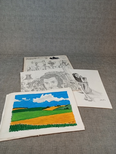 Skissblock & Målningar av Jan Gizon mfl.