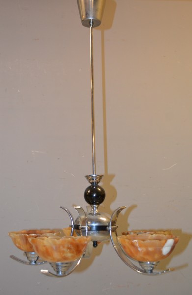 Taklampa. Förkromad mässing, Art deco, 1930/40-talet.