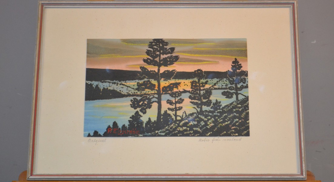 PER ENGSTRÖM. Träsnitt, "Norrland", signerad.