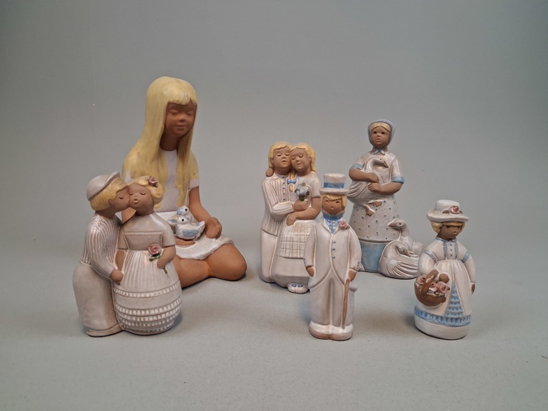 JIE Keramik. 6 Figuriner.