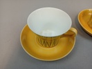 MARIANNE WESTMAN. 2 Kaffekoppar med fat, "Handy", Rörstrand, 1950-talet.
