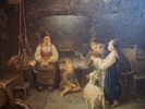 B. NORDENBERG. Oljetryck på duk, Kvälls stunden.