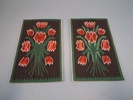 2 Bonader, flamskvävd. Flamskvävnad. Blommor.