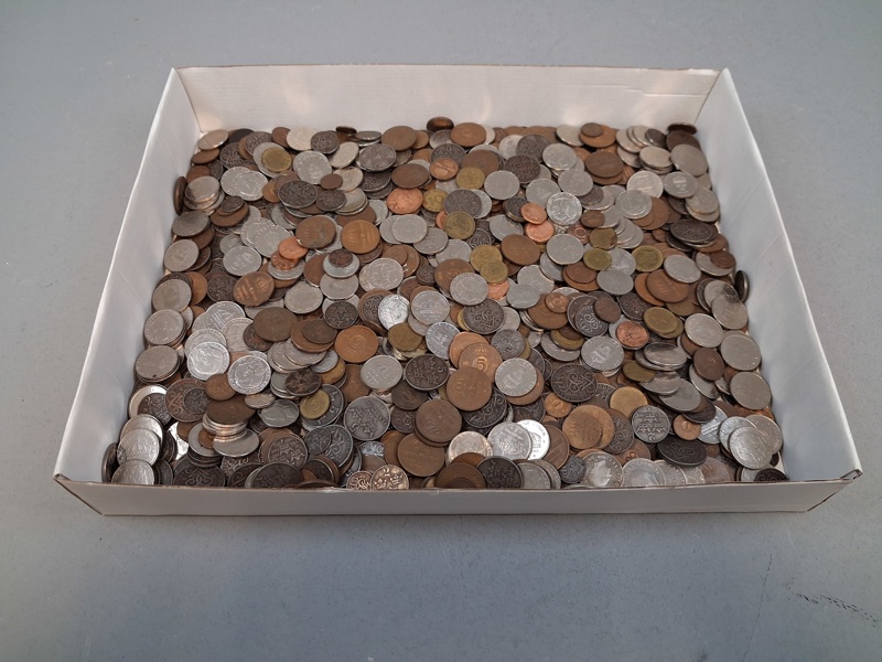 Diverse Mynt. 6,5 kg, mestadels Sverige.