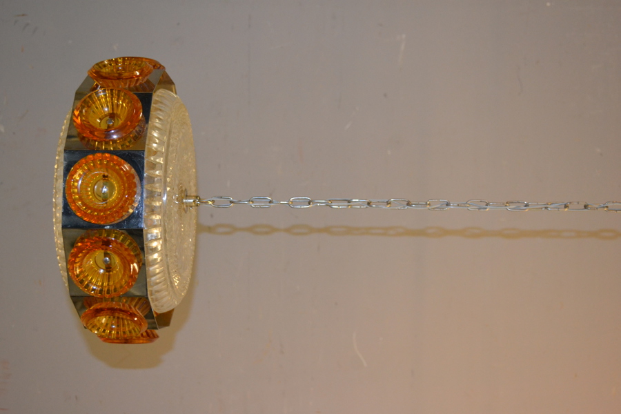 Taklampa. Glas & metall, 1950/60-talet.