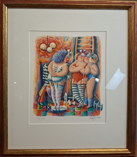 MAY K LEON. Färglitografi, figurkomposition, signerad & numrerad 270/290.