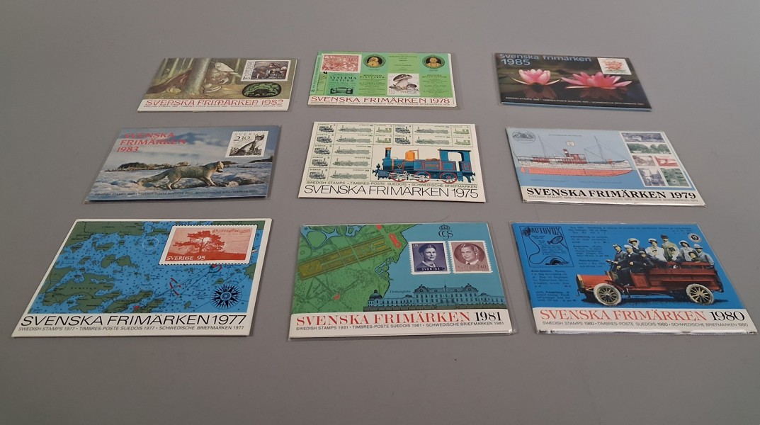 Postfriska frimärken, Nominalvärde ca: 720kr.