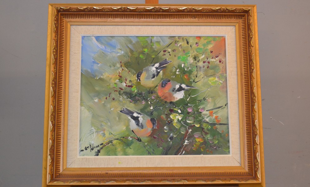 GUSTAV ADON. Olja på duk, "Domherrar", signerad.