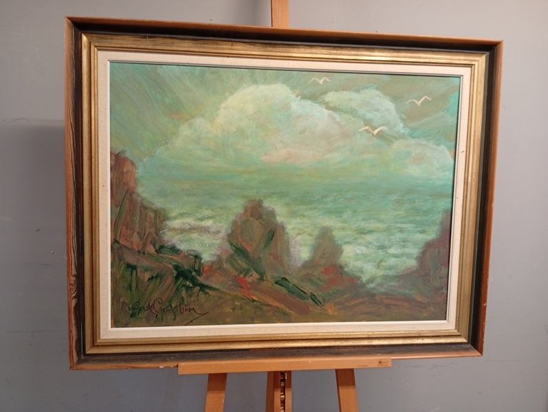 GUSTAF GRAFSTRÖM. Olje på pannå, signerad.