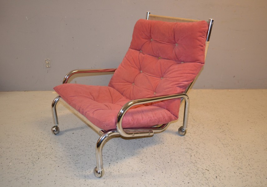 KARL-OLOF WESTBERG. Fåtölj, "Rollo 2", AB Boremöbler i Tibro, 1970-talet, stål & textil.