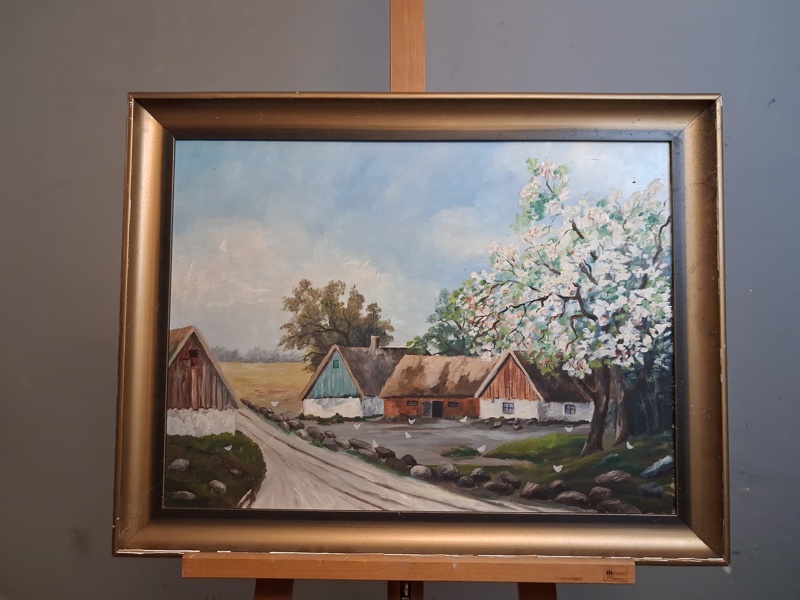 OIDENTIFIERAD KONSTNÄR. Olja på pannå. signerad.