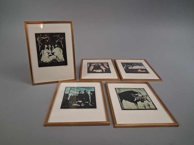 ÅKE HOLM. 5 Litografier, signerade & numrerade.