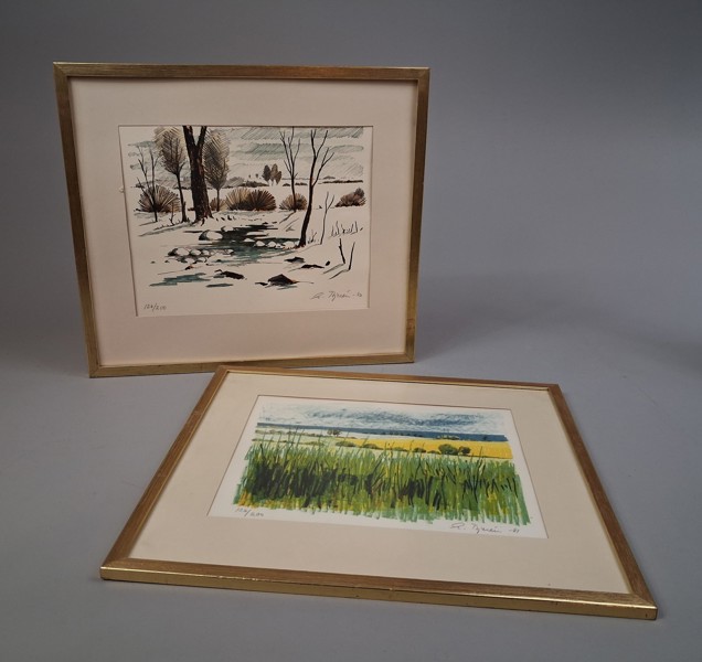 EKE BJEREN, 2 Litografier, signerade, numrerade 126/200 & daterade -80 &-81.