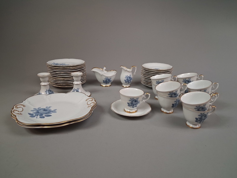 Kaffeservis, "Blå Ros", Hackefors.