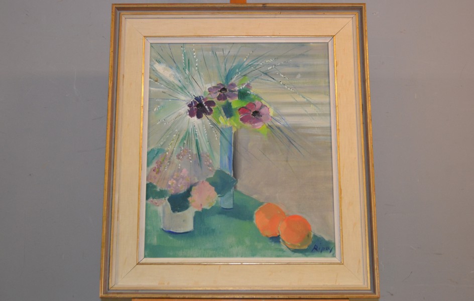 HANS RIPA. Olja på duk, "Blomsterstilleben", signerad.