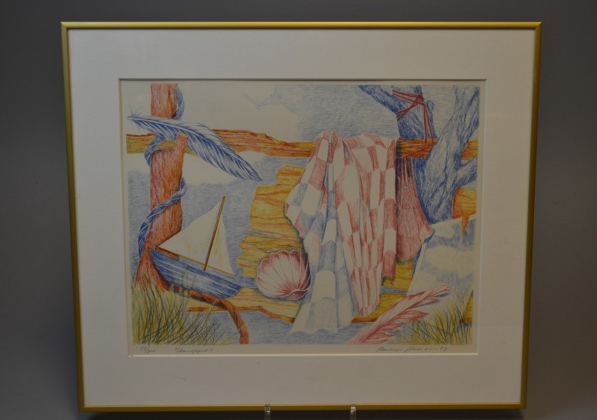 BARBRO JÖNSSON. Litografi, "Strandfynd", signerad, daterad -84 & numrerad 50/400.