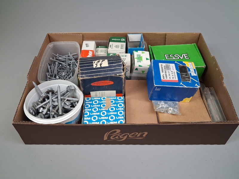 Diverse skruv, pluggar, spik m.m.