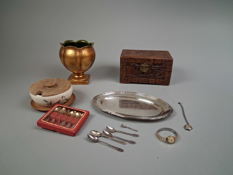 Diverse. Bl.a Kruka Anthony USA, nysilver, 2 damur Revue & Mora m.m.