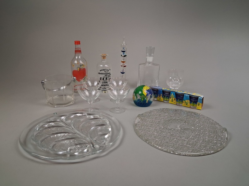 Diverse glas. Bl.a Orrefors, brevpress m.m.