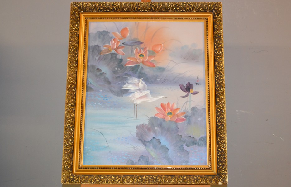 OIDENTIFIERAD KONSTNÄR. Olja på duk, Kina, signerad.