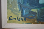 EINAR EMBLAD. Olja på duk, "Pratstund", signerad.