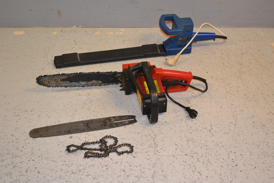 Elektrisk motorsåg SKIL & häcksax AEG.