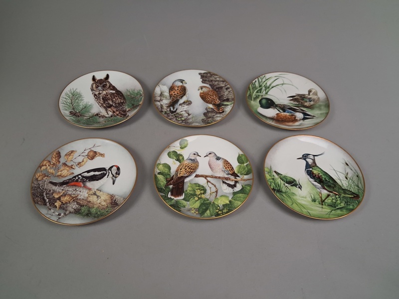 6 Samlartallrikar. The International, Counch for bird Preservation. Wilhelm. Bueler, Franklin Porcelain.