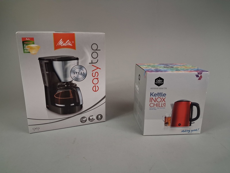 Kaffebryggare Melitta & Vattenkokare OBH Nordica, Oanvänt.