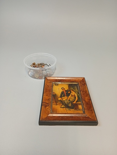 Diverse mynt & tavla, Tryck.