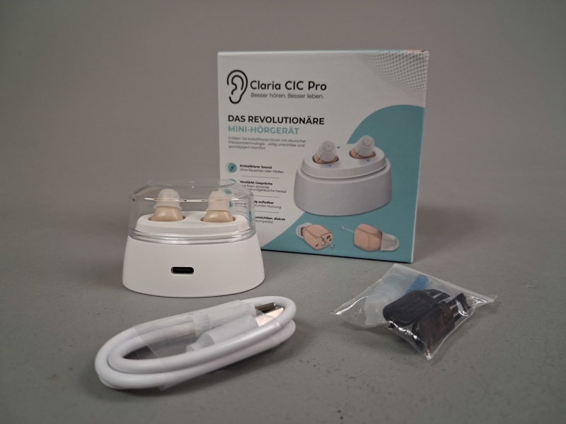 Claria CIC Pro Mini-Hörselsett, (Hörapparat), förbättra din hörsel, uppladdningsbara, Oanvända.