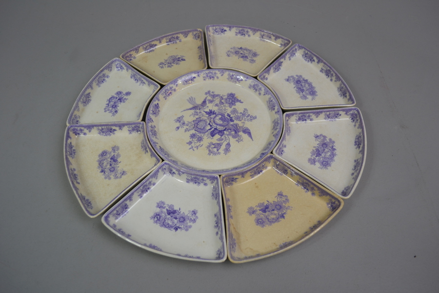 Cabaret. 9 Delar, "Lila Fasan", Gustavsberg, 1800/1900-talet.