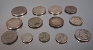 Utländska silvermynt, 101gram, olika länder.