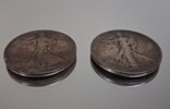 2 Silvermynt. Liberty Half Dollar, 1943, 24,5gram.
