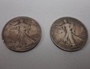 2 Silvermynt. Liberty Half Dollar, 1943, 24,5gram.