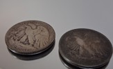 2 Silvermynt. Liberty Half Dollar, 1943, 24,5gram.