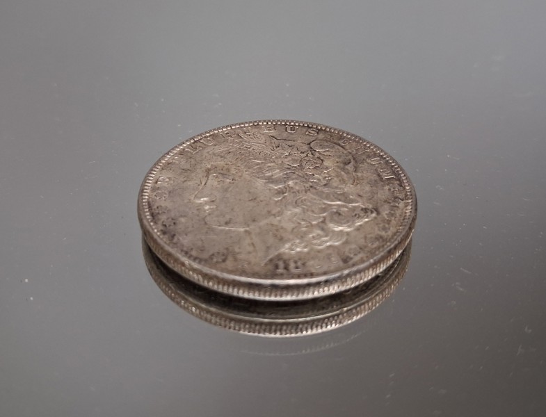 Silvermynt. Morgan Silver Dollar, 1886, 26,9gram.