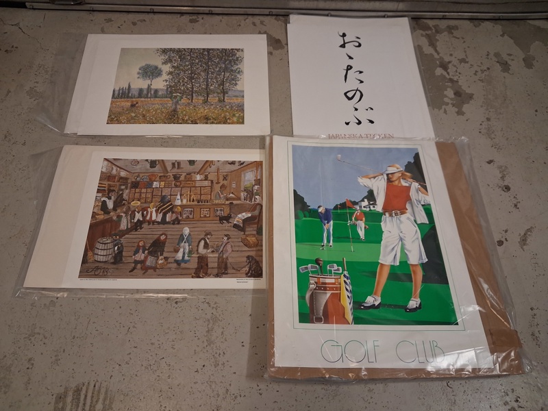 5 Affischer. + dubletter på Japansk tecken.