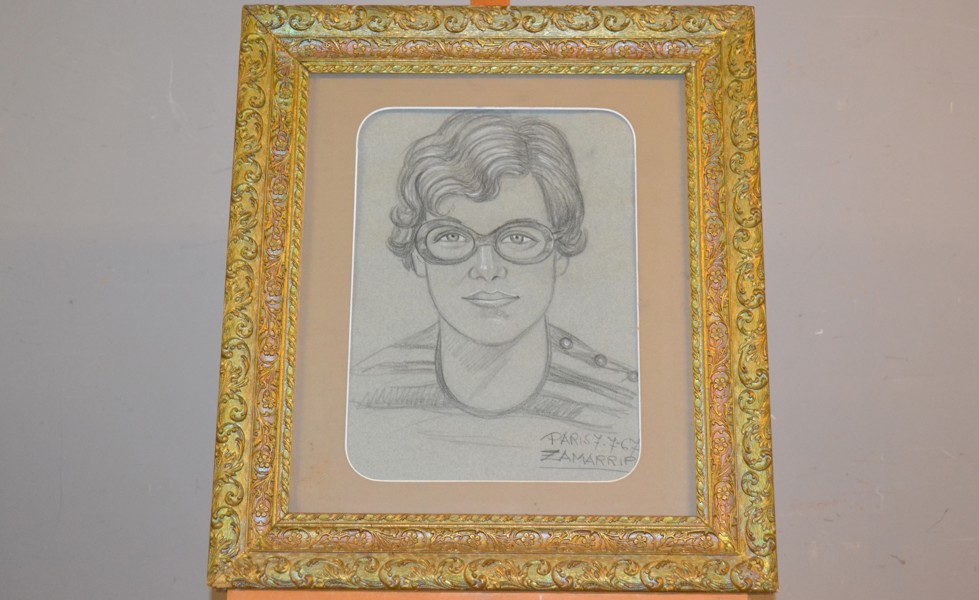 OIDENTIFIERAD KONSTNÄR. Teckning, blyerts, signerad & daterad -67.