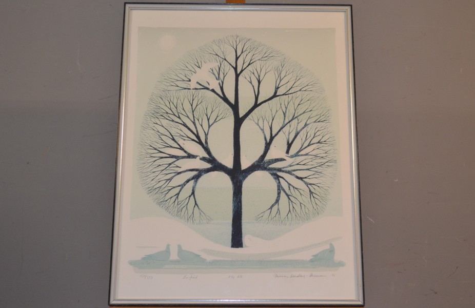 KERSTIN LUNDBERG STENMAN. Färglitografi, "Livsträd", signerad, daterad -91 & numrerad 157/250.