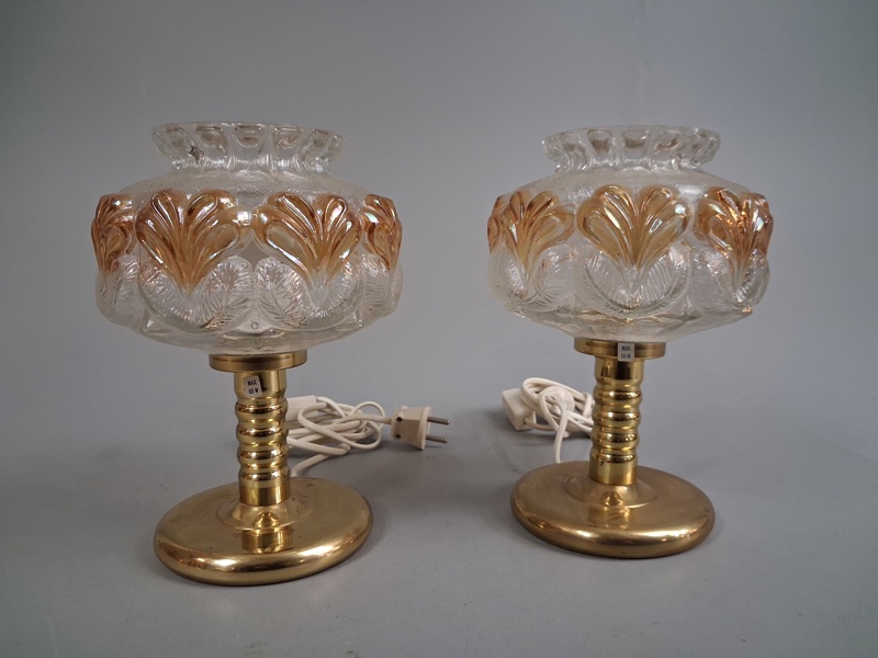 2 Bordslampor. Mässing & glas. Märkta med IA TYP 181.1.